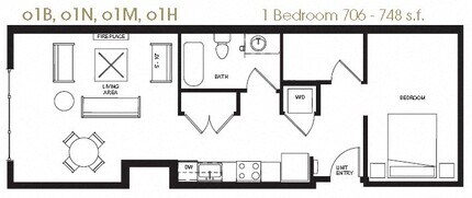 Open One Bedroom 602 floor plan